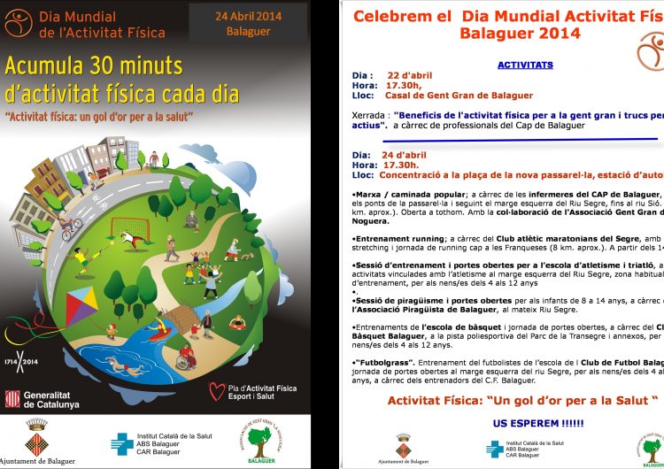 Balaguer celebrarà el proper 24 d’abril el Dia Mundial de l’Activitat Física