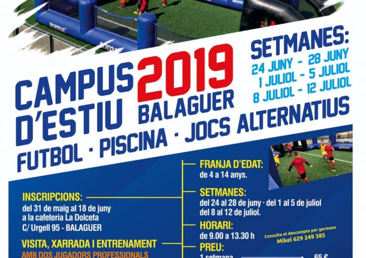 El CF Balaguer prepara el seu campus d’estiu que comptarà amb la presència de jugadors professionals de la Lliga Santander