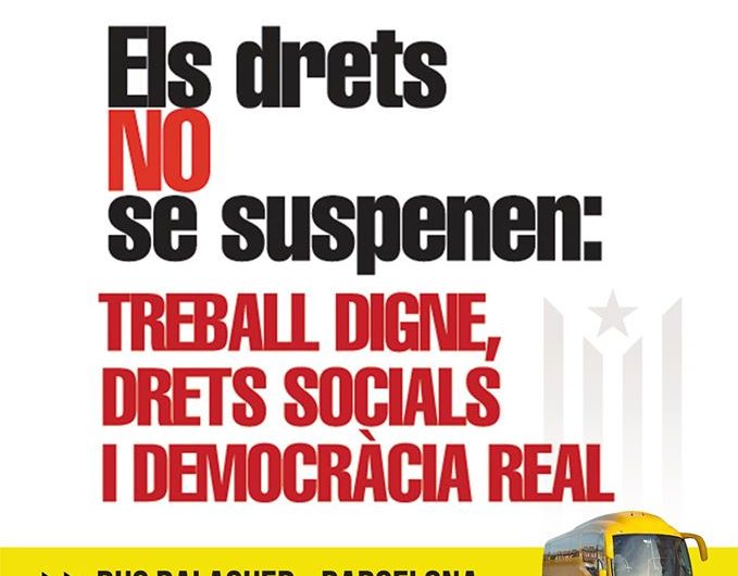 L’ANC de Balaguer organitza un autocar per assistir diumenge a la manifestació de Barcelona sota el lema “Els drets no se suspenen”
