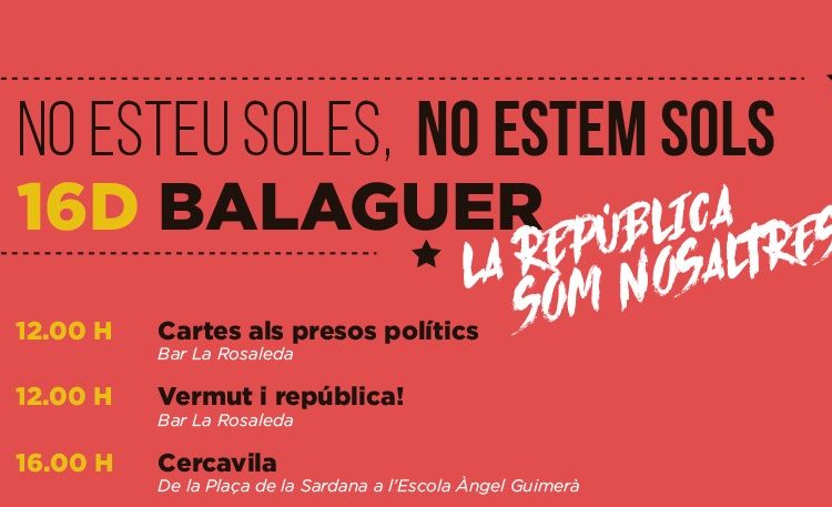 El CDR de Balaguer organitza una jornada en defensa de la República i per reivindicar l’alliberament dels presos polítics