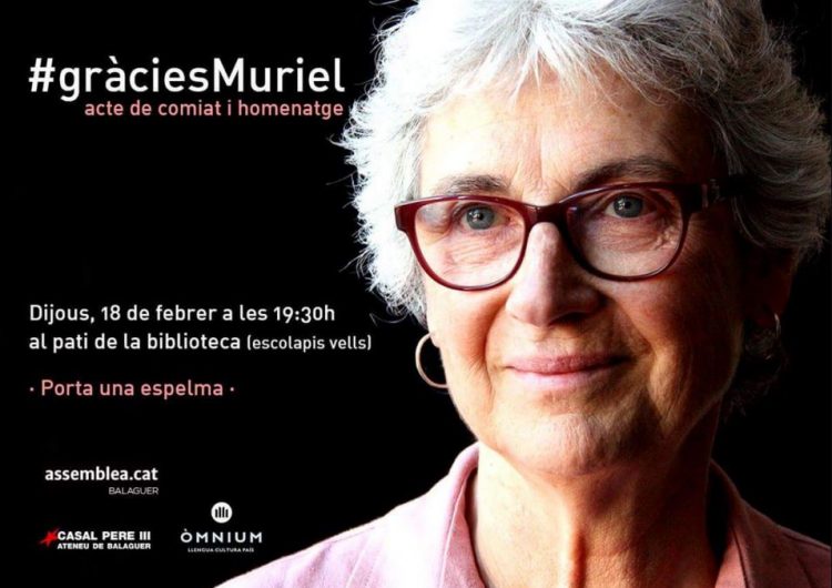 Balaguer celebrarà dijous a la tarda un acte de comiat i homenatge a Muriel Casals