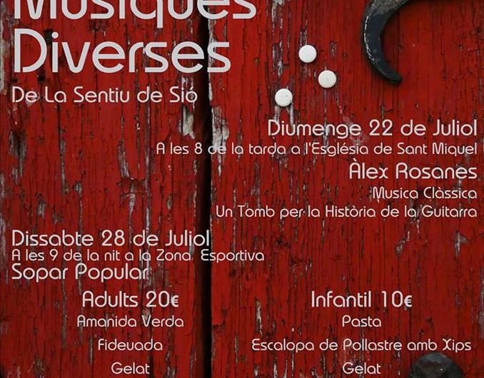 La Sentiu de Sió inicia aquest diumenge el 3r cicle de Músiques Diverses