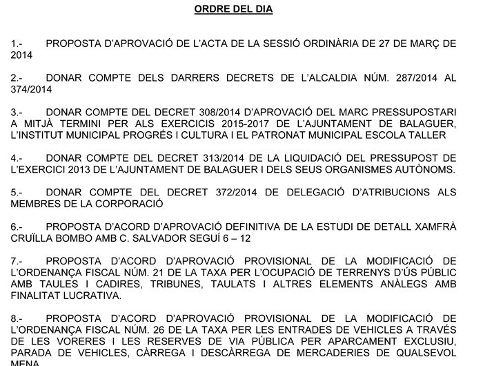 L’Ajuntament de Balaguer sotmet a votació la revisió de diverses ordenances fiscals