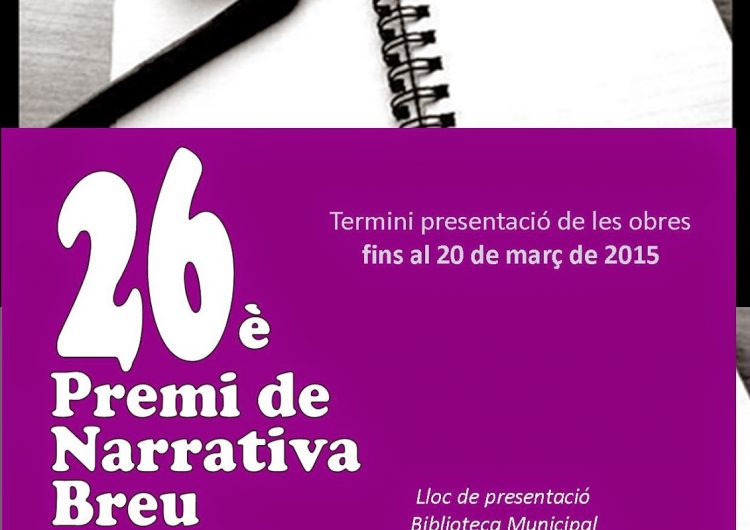 Obert el termini de presentació del 26è Premi de Narrativa Breu d’Artesa de Segre