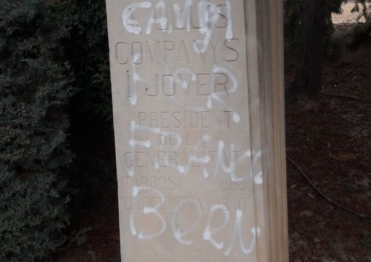 Nou acte vandàlic al monument de Companys al Tarròs, d’on s’han endut un medalló de bronze amb la cara del president