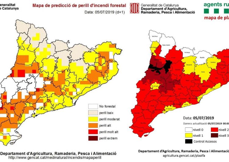 Protecció Civil activa els plans PROCICAT per onada de calor i INFOCAT per risc d’incendi