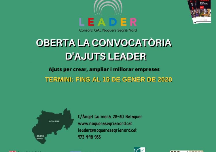 Oberta la convocatòria dels ajuts Leader per a la creació, ampliació i millora d’empreses de la Noguera i el Segrià Nord