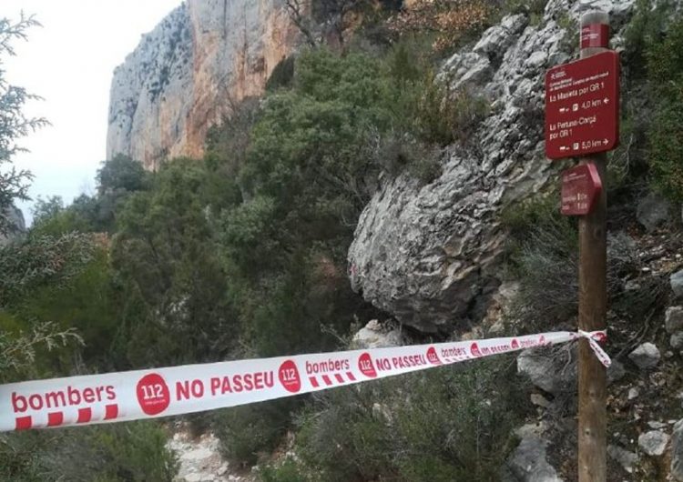 Els Bombers tanquen tres accessos al Congost de Mont-rebei pel despreniment d’un bloc de pedra