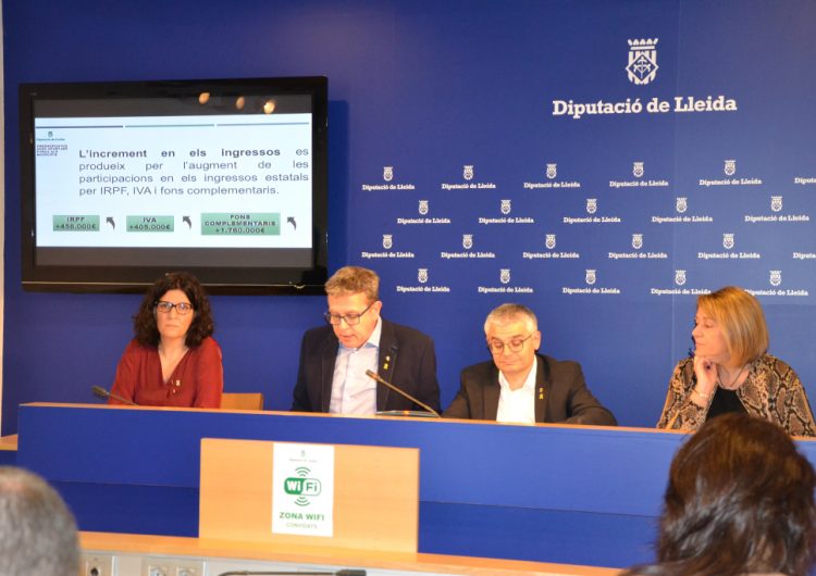 La Diputació de Lleida destinarà a ajuntaments i consells comarcals el 42% de la inversió prevista al Pressupost per a l’any 2020