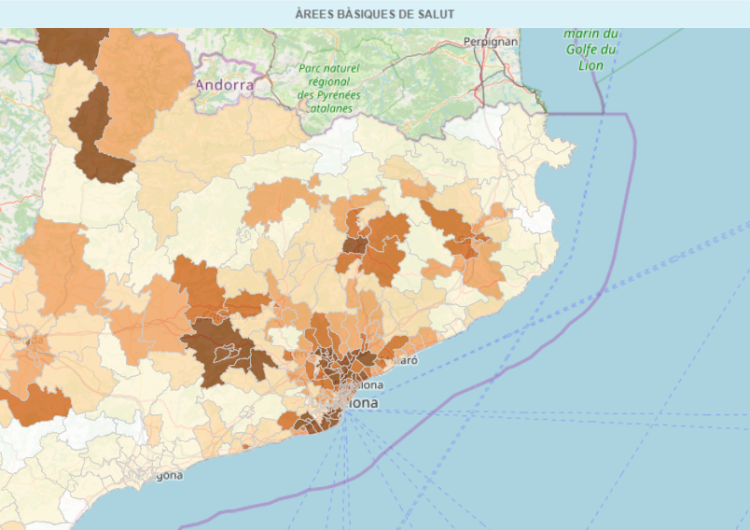 Mapa de positius de coronavirus a Catalunya