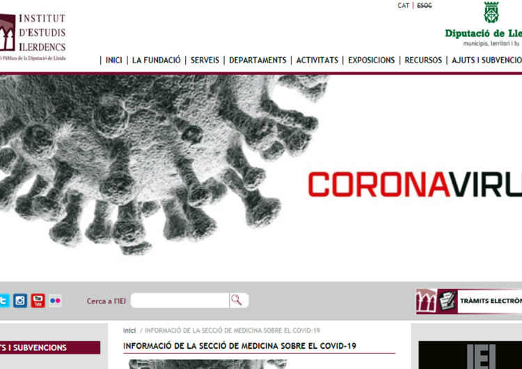L’IEI de Lleida posa en marxa un punt d’informació virtual sobre salut amb el coronavirus com a eix central