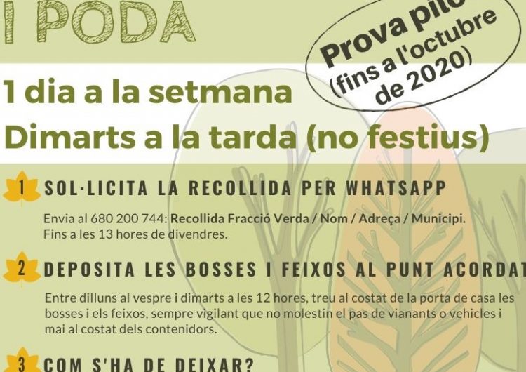 Nou servei de recollida de restes vegetals a la Noguera per a particulars