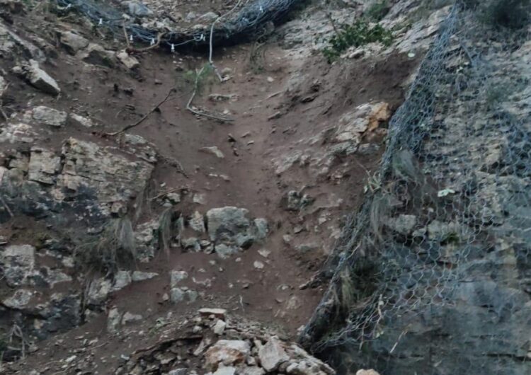 FGC inicia la protecció del tren que ha xocat contra una esllavissada de roques a la línia de la Pobla