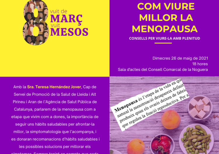 La menstruació i la menopausa protagonistes del “8 de març, 8 mesos” del mes de maig