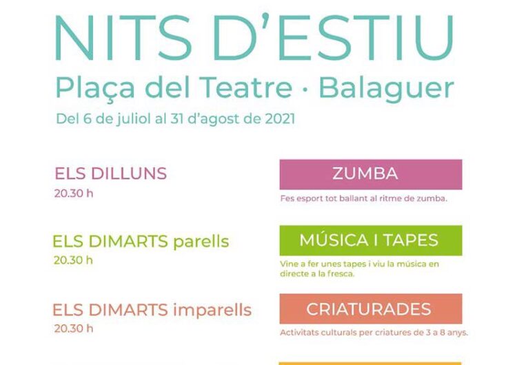 Comencen les Nits d’Estiu de Balaguer amb zumba i el Música&Tapes