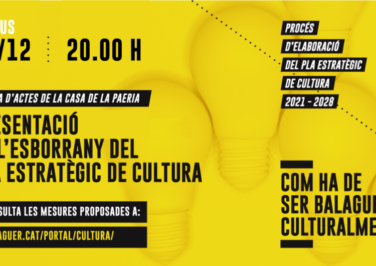 La Paeria de Balaguer presentarà a la ciutadania l’esborrany del Pla Estratègic de Cultura