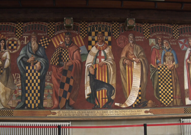 Es restaura el mural dels Comtes d’Urgell de la casa de la Paeria