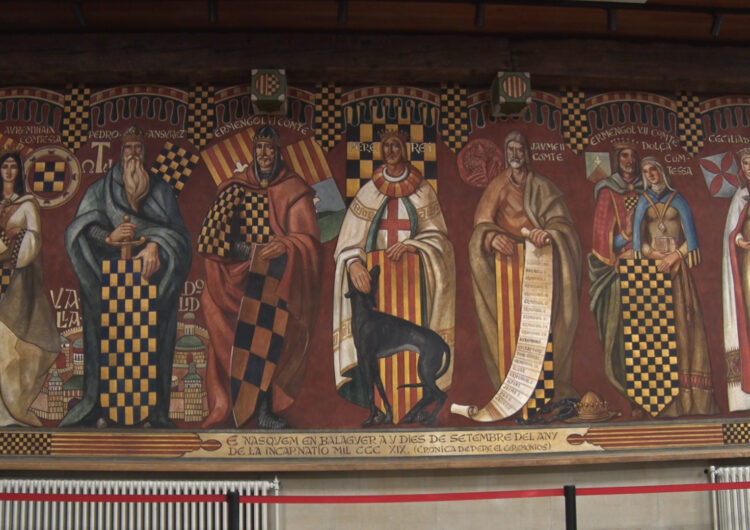 Es restaura el mural dels Comtes d’Urgell de la casa de la Paeria