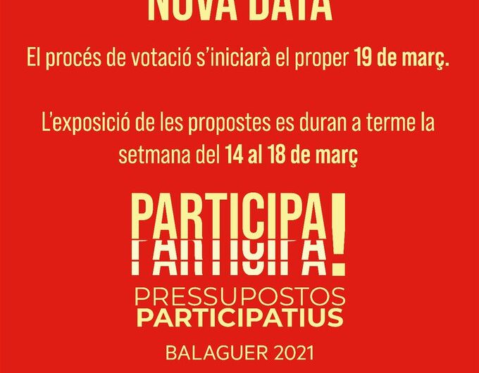 Ajornat el procés de votació del pressupost participatiu de Balaguer