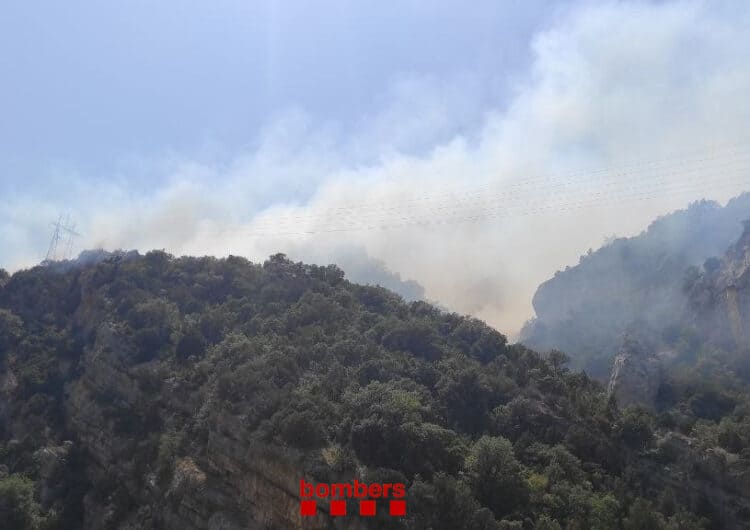 Els Bombers de la Generalitat treballen en un incendi a Àger i Camarasa