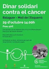 L’ Associació contra el càncer de Balaguer organitza una nova edició del ‘Dinar solidari contra el càncer’