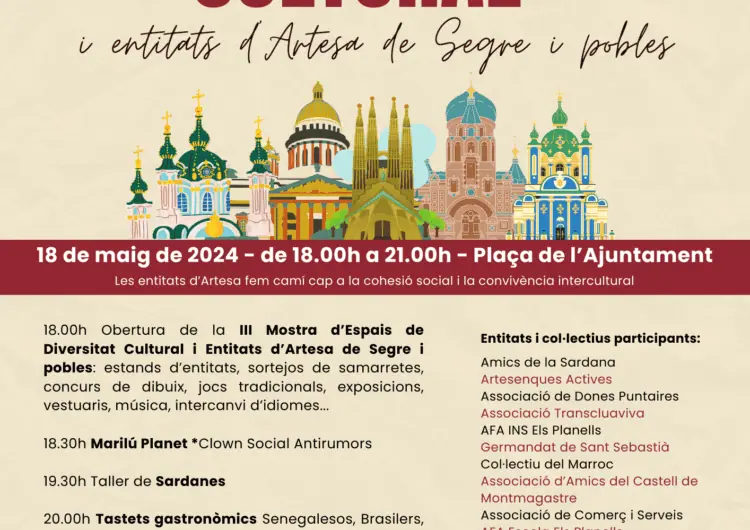 Artesa de Segre celebrarà la 3a Mostra d’Espais de diversitat cultural i entitats