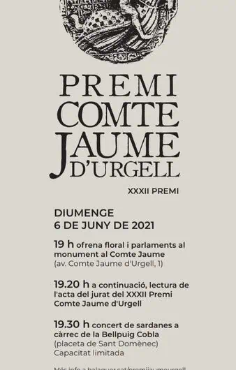 Balaguer atorga el Premi Comte Jaume d’Urgell 2025 a Guillem Nivet i a la revista Camacuc